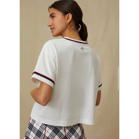 TUCKERNUCK Americana Piped Cropped Ryan Boyfriend Tee NWT Size Medium - Picture 4 of 13